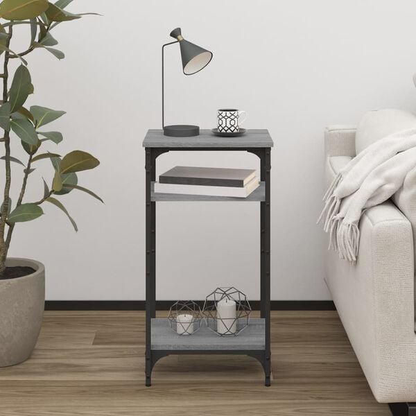 vidaXL Side Table Grey Sonoma Engineered Wood, Steel Medium