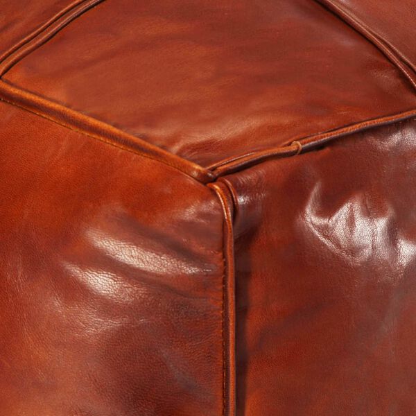 vidaXL Pouffe Tan Genuine Goat Leather 23.6 x 23.6 x 11.8 in Tough
