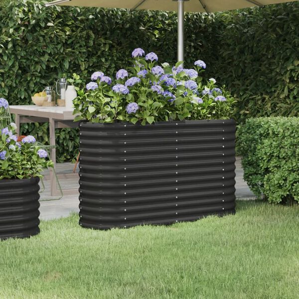 vidaXL Garden Raised Bed Anthracite Powder-coated steel Medium Durable