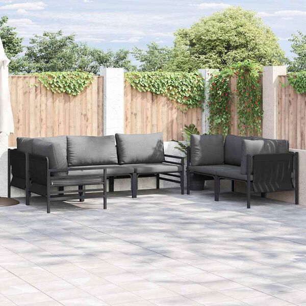 vidaXL Garden Sofa Set with Cushion 6 pcs Anthracite Steel