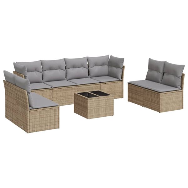 vidaXL Garden Sofa Set Beige, Light Grey
