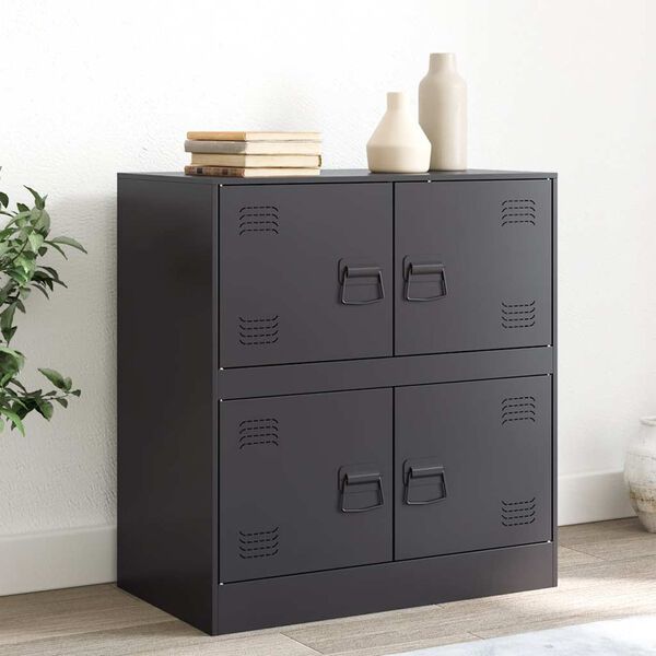 vidaXL Sideboard Black Cold-rolled Steel Medium Sideboard Rectangular