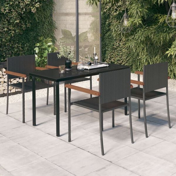 vidaXL Garden Dining Set Black
