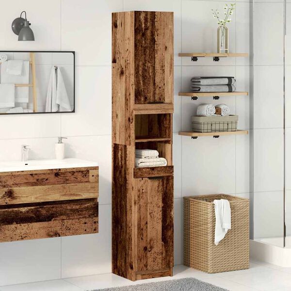 vidaXL Bathroom Cabinet Old wood Engineered wood Tall Bathroom Cabinet