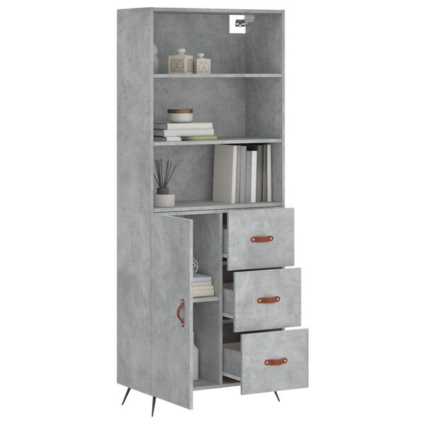 vidaXL Highboard Concrete Grey Engineered wood, iron Medium Highboard