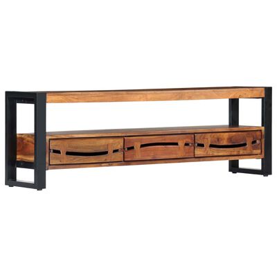 vidaXL TV Cabinet 55.1"x11.8"x17.7" Solid Acacia Wood