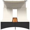 vidaXL Patio Double Sun Lounger Black PE rattan Double