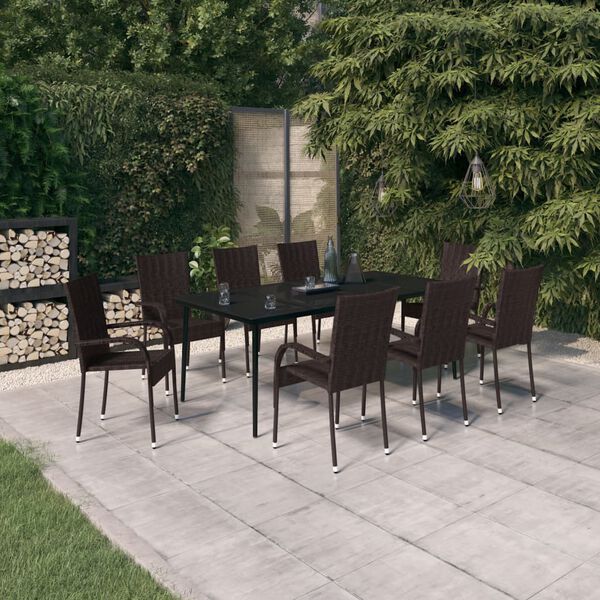 vidaXL Garden Dining Set Brown and Black