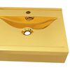 vidaXL Wash Basin with Overflow 23.6x18.1x6.3" Ceramic Gold