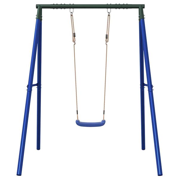 vidaXL Outdoor Swing Set Blue Painted Steel Standard Height-Adjustable