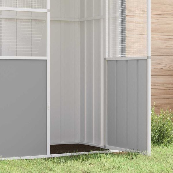 vidaXL Bird Cage Grey Galvanized Steel Large Durable Bird Cage