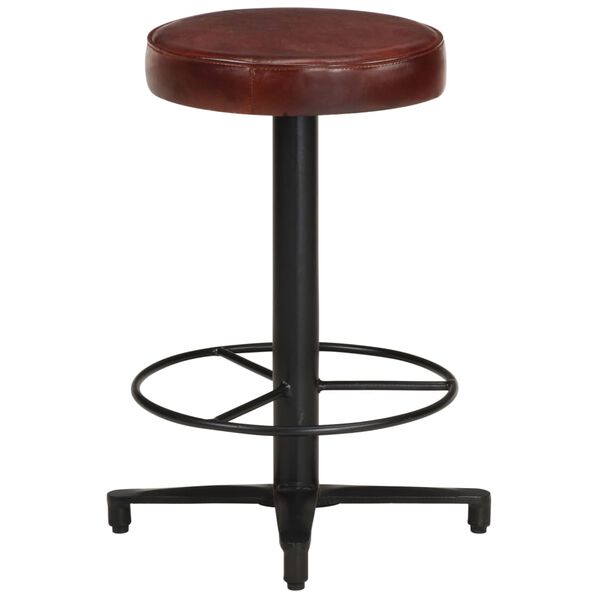 vidaXL Bar Stool Set of 2 Brown, Black Real leather, Powder-Coated Iron