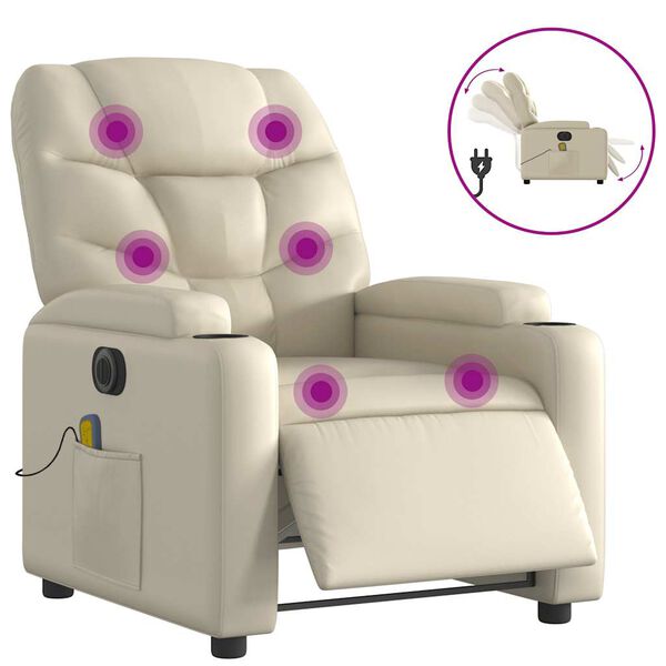vidaXL Electric Massage Recliner Chair Cream