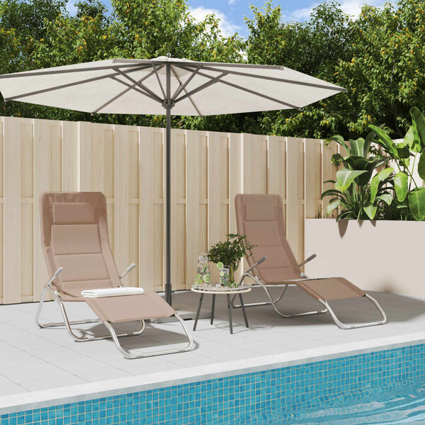 vidaXL Patio Sun Lounger Set of 2 Taupe