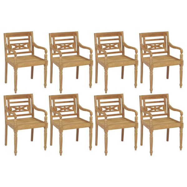 vidaXL Batavia Chair Set of 8 Teak Solid Teak Wood Standard Durable