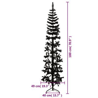 vidaXL Slim Artificial Half Christmas Tree with Stand Black 6 ft