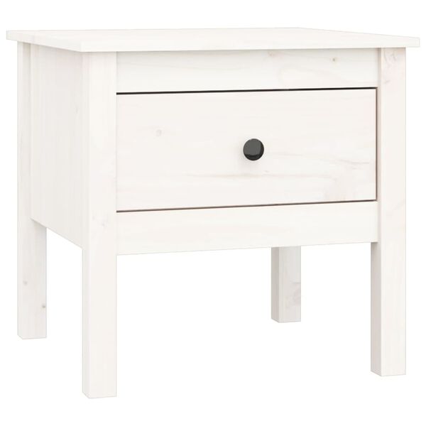 vidaXL Side Table White Solid pine wood Small Side Table Square
