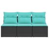 vidaXL Garden Sofa with Cushion 7 pcs Black and turquoise Poly rattan