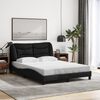 vidaXL Bed Frame Black Polyester, Metal, Solid Pine Wood, Plywood Double