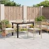 vidaXL Garden Dining Set Black table, Beige chairs, Cream white cushions