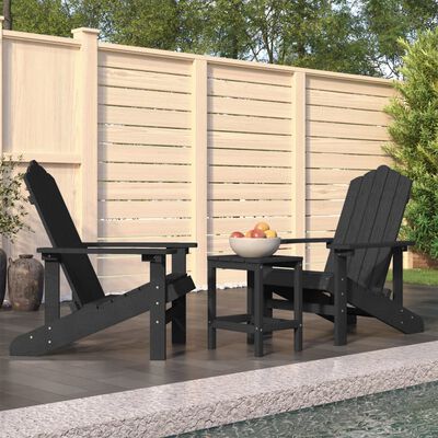 vidaXL Patio Adirondack Chairs with Table HDPE Anthracite