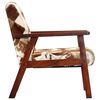 vidaXL Armchair White and Brown Goat Leather, Acacia Wood Standard