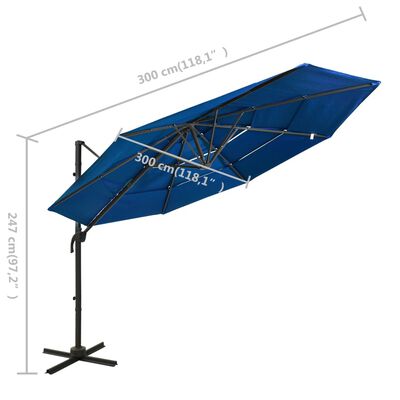 vidaXL 4-Tier Parasol with Aluminum Pole Azure Blue 9.8'x9.8'