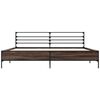 vidaXL Bed Frame Brown Oak Engineered Wood, Metal, Plywood Super King
