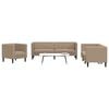 vidaXL 3 Piece Chesterfield Sofa Set Cappuccino Faux Leather