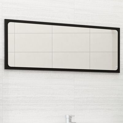 vidaXL Bathroom Mirror Black 35.4"x0.6"x14.6" Engineered Wood
