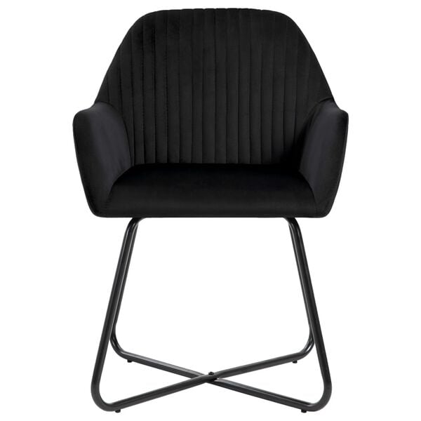 vidaXL Dining Chair Set of 6 Black Velvet and powder-coated steel