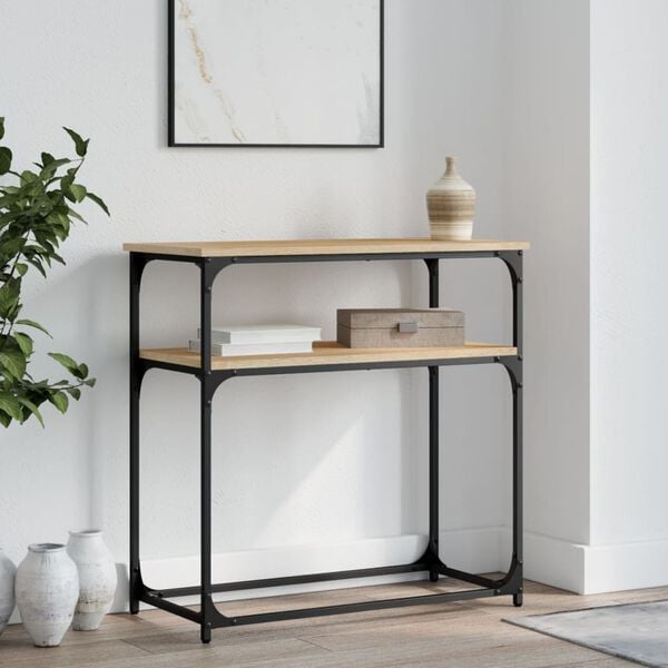 vidaXL Console Table Sonoma Oak Engineered Wood, Metal