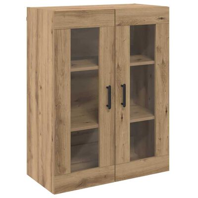 Wooden cabinet with two glass doors and two top drawers
