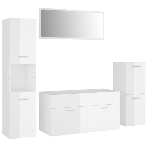 vidaXL Bathroom Furniture Set High gloss white Engineered wood, acrylic
