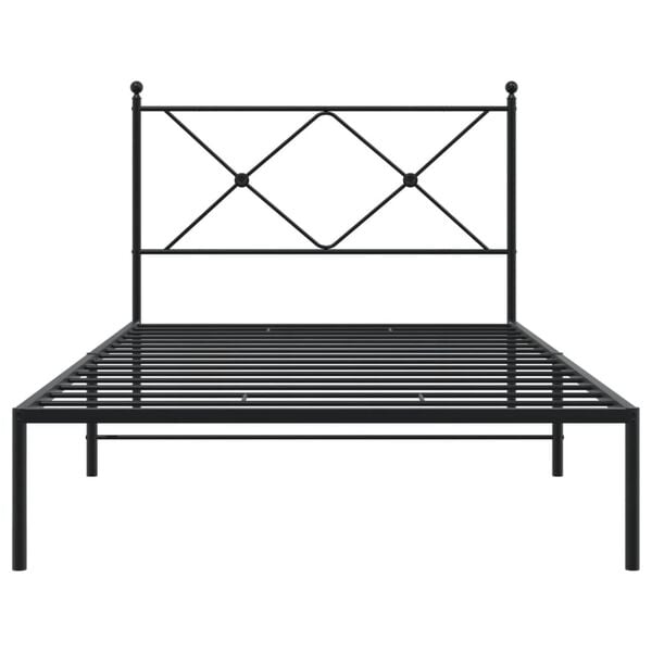 vidaXL Bed Frame Black Powder-Coated Steel Single Bed Frame