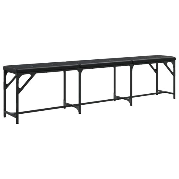 vidaXL Dining Bench Black Steel and Faux Leather Large Durable