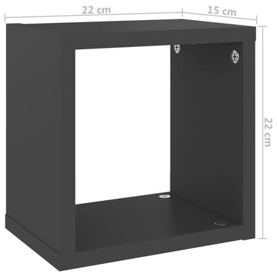 vidaXL Wall Cube Shelves 6 pcs Gray 8.7"x5.9"x8.7"