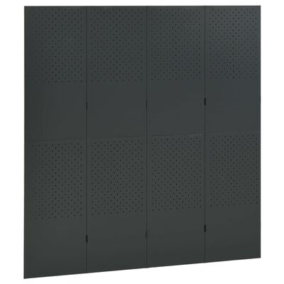 vidaXL 4-Panel Room Dividers 2 pcs Anthracite 63"x70.9" Steel
