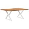 vidaXL Dining Table Light Brown Solid Oak Wood Large Adjustable Legs