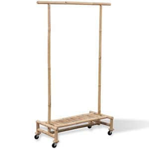 vidaXL Clothes Rack Bamboo Portable Bamboo Clothes Rack Rectangular