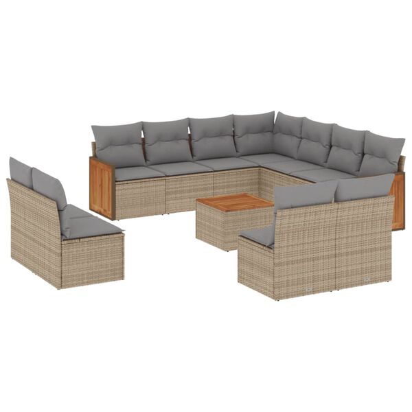 vidaXL Garden Sofa Set Beige, Light Grey