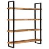 vidaXL Bookcase Natural Wood and Black Rough Mango Wood Large Bookcase