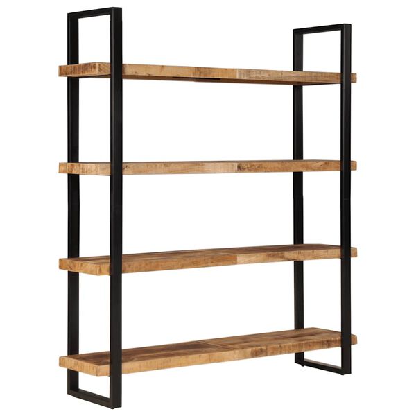 vidaXL Bookcase Natural Wood and Black Rough Mango Wood Large Bookcase