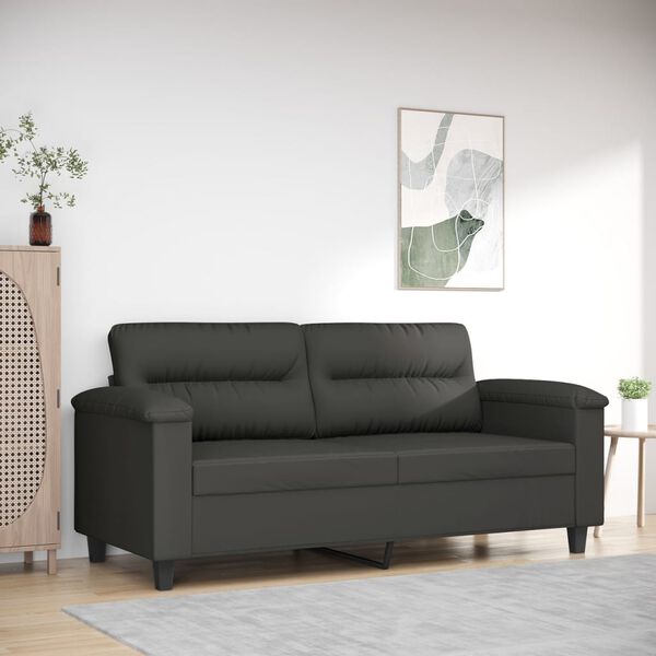 vidaXL 2-Seater Sofa Dark Gray 55.1" Microfiber Fabric
