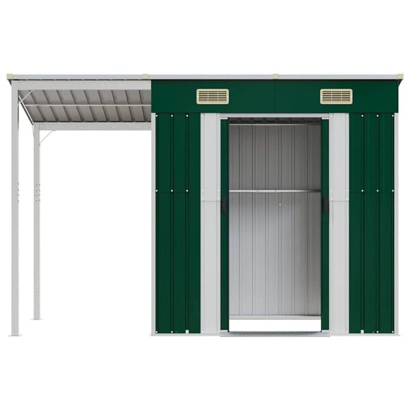 vidaXL Garden Shed Green Galvanized steel, Plastic Large Garden Shed