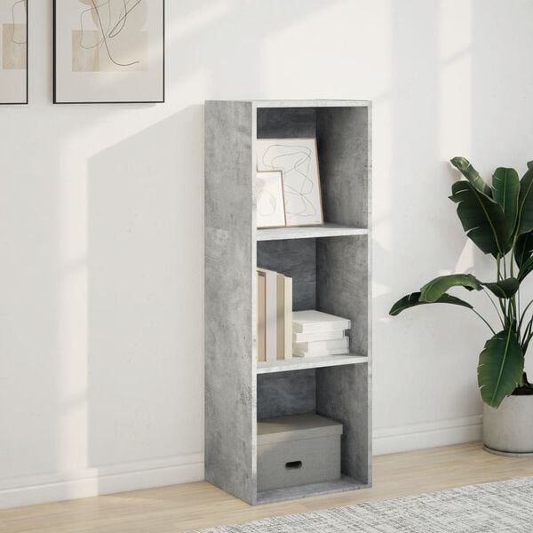 vidaXL Bookcase Concrete Grey Engineered Wood Medium Bookcase