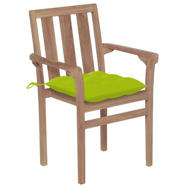 vidaXL Stackable Patio Chairs with Cushions 4 pcs Solid Teak Wood