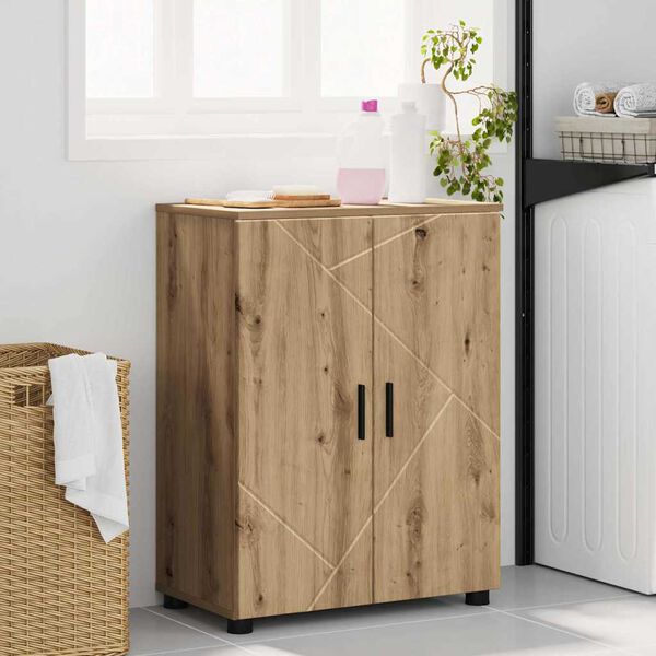 vidaXL Bathroom Cabinet with Door Artisan Oak 23.62 x 13.78 x 31.50 in