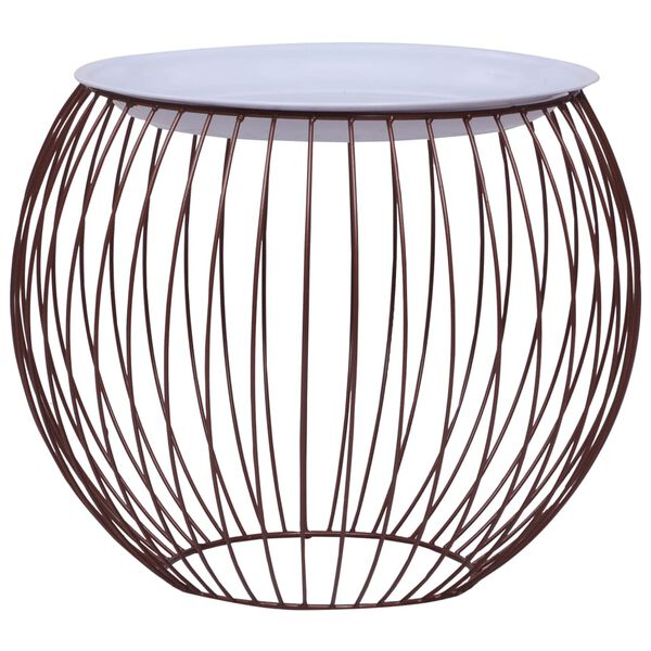 vidaXL Coffee Table Gold, White Metal, MDF Compact Storage Round