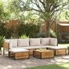 vidaXL Garden Sofa Set Cream White, Natural Wood